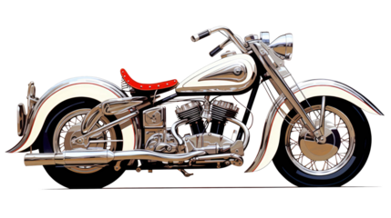 A white Adventure Motorcycle isolated on a transparent background