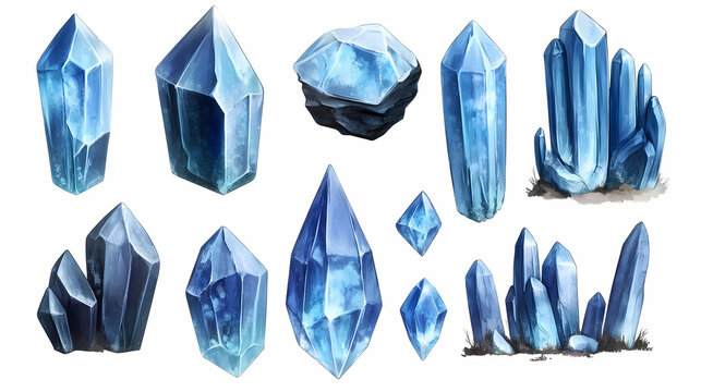 Primer plano de piedra preciosa de zafiro color azul detallada. Cerulean. Illustration