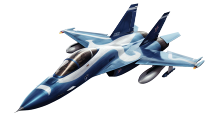 Modern fighter plane isolated on a white transparent background 