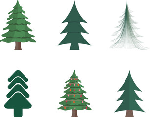 Set of Christmas Tree Vector Illustration. Christmas festival tree.