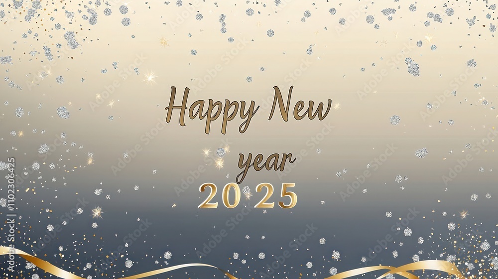 Poster stylish new year gradient backdrop from slate gray to soft gold with a minimalist overlay of delicat
