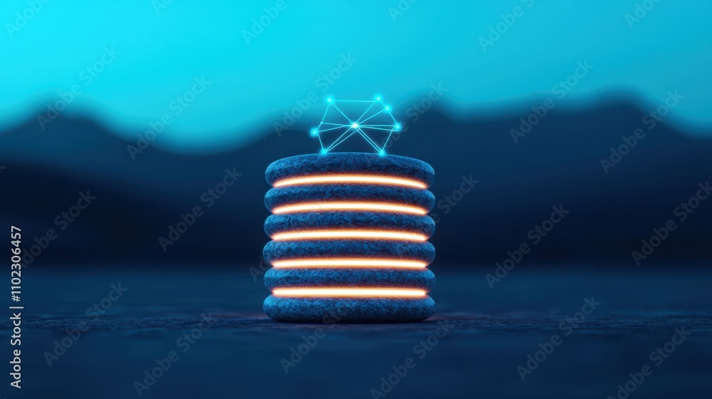 Aufkleber futuristic concept of data storage with illuminated layers and networks