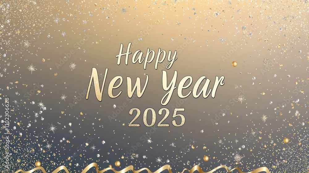 Poster stylish new year gradient backdrop from slate gray to soft gold with a minimalist overlay of delicat