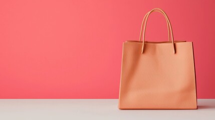 Stylish Orange Tote Bag on Minimalist Background with Pink Color