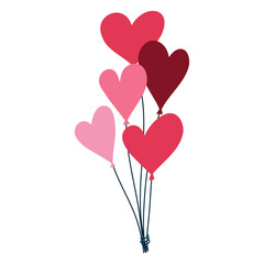 Red heart balloons isolated on a white background.