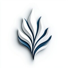 Elegant and Contemporary Paper Cut Design Featuring Blue and White Leaves on a Minimalist Background, Perfect for Modern Art, Decor, and Promotional Material Use