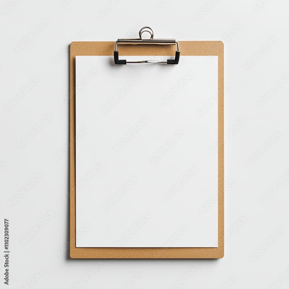 Poster blank clipboard with a clean white sheet of paper ready for notes, sketches, or important informatio