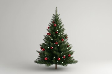 Christmas tree with decoration on white background