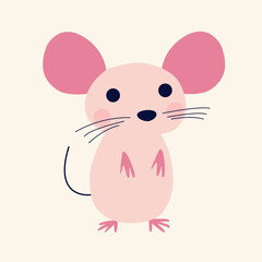 rato rosa vetorial simples e minimalista e fofo - ilustração infantil com cores femininas 