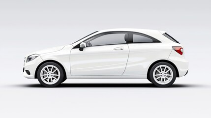 Obraz premium Sleek and Modern Compact Car in White Color with Distinctive Design and Stylish Features on a Clean Background Ideal for Automotive Marketing and Advertising
