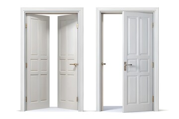 Open home door elements for open and close isolated on white png background, interior design concept