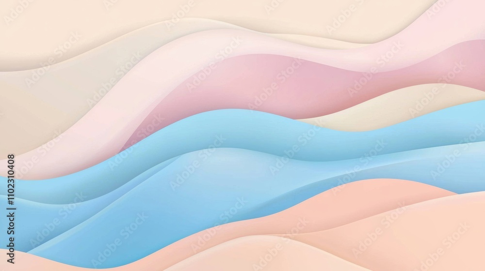 Poster smooth flowing gradient waves in pastel colors create an abstract and modern background, perfect for