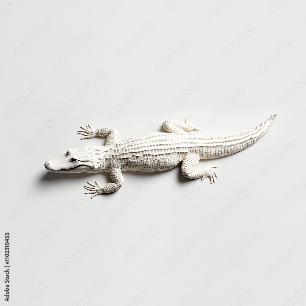 Poster white alligator isolated on light background, showcasing unique texture and features, emphasizing ra