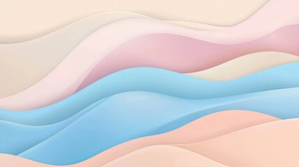 Smooth flowing gradient waves in pastel colors create an abstract and modern background, perfect for various design projects