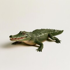 Obraz premium Realistic Toy Alligator Figure on a Light Background, Ideal for Educational Purposes, Children's Play, and Creative Projects Featuring Detail and Texture