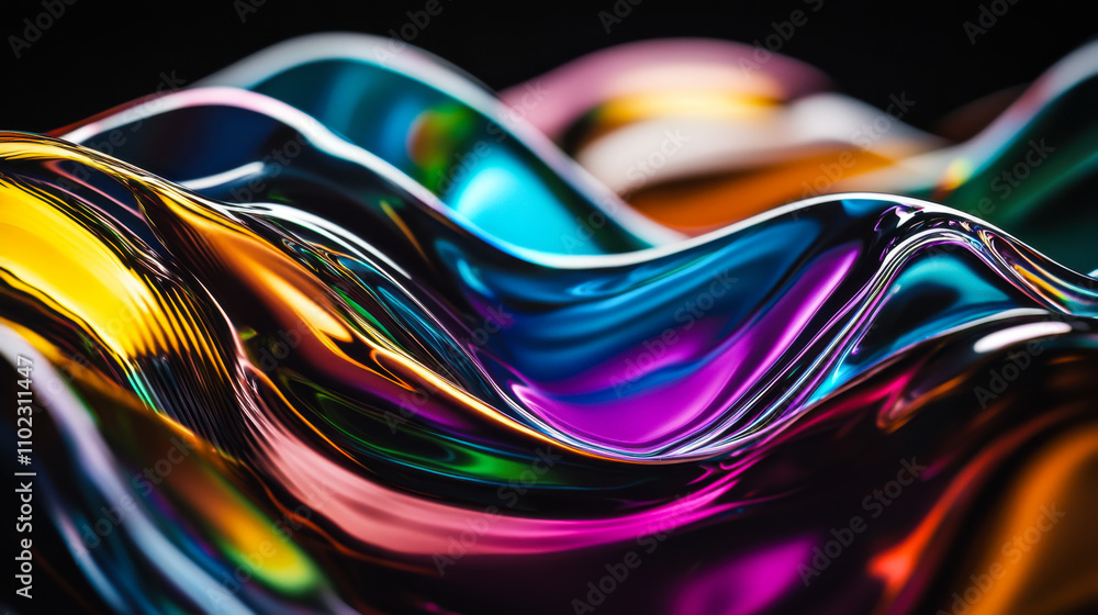 Poster colorful abstract waves of light and reflection create a mesmerizing display perfect for artistic in