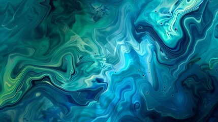 Obraz premium Swirling Blue and Green Fluid Abstract Background