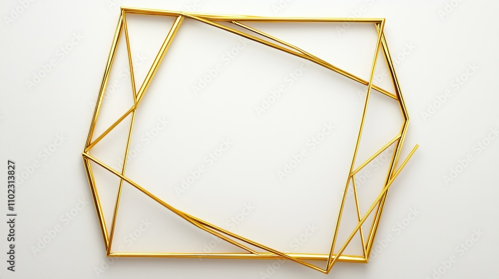 Poster abstract geometric gold frame design with angular lines and a clean background for use in modern art
