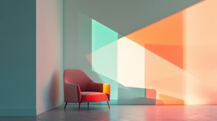 Modern Minimalist Interior with Geometric Shapes and Light