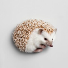Obraz premium Adorable Close-Up of a Cute Hedgehog with Soft Quills and a Pink Nose Resting on a Light Background, Perfect for Wildlife and Animal Enthusiasts