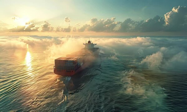 A container ships route is carefully planned to optimize fuel efficiency and minimize unnecessary emissions