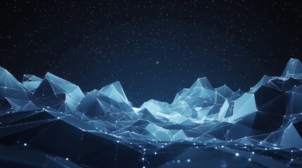 Obraz premium Abstract representation of fireworks in geometric shapes, glowing faintly in cool tones against a starless sky