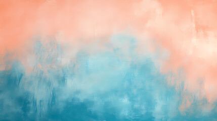 Abstract soft peach and sky blue gradient noisy grain background texture. Cerulean. Illustration