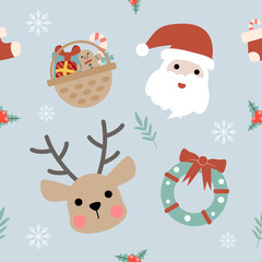 Seamless pattern of Christmas, Gift box, other Vector graphics.