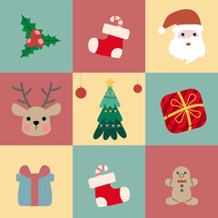 Seamless pattern of Christmas, Gift box, other Vector graphics.
