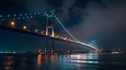 Obraz premium Night view of Brooklyn Bridge, New York City, United States.