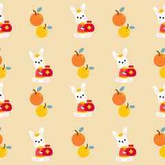 Colorful repeatable pattern of Lunar New Year icons.