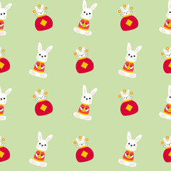 Naklejka premium Colorful repeatable pattern of Lunar New Year icons.
