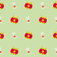 Colorful repeatable pattern of Lunar new year icons.