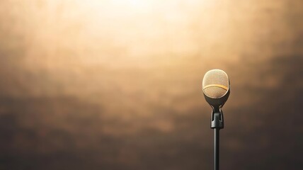 Golden Microphone on Stage Spotlight