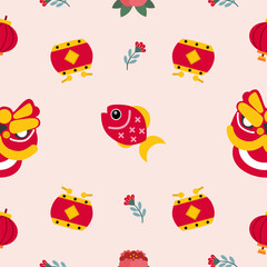 Chinese new year pattern seamless, pastel color