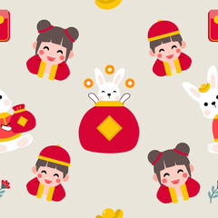 Chinese new year pattern seamless, pastel color