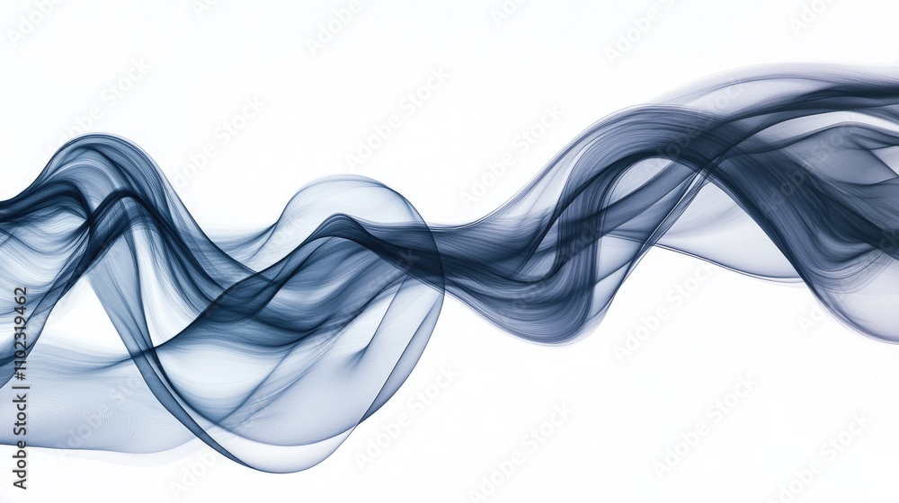Poster abstract blue smoke waves on a light background creating flowing shapes, artistic design for backgro