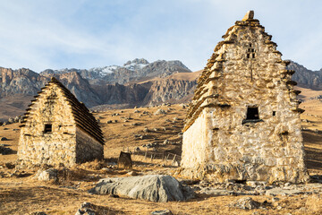 The City of Dead, stone tombs in Caucasus near Cmiti, North Ossetia-Alania, Russia