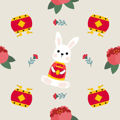 Colorful repeatable pattern of Lunar new year icons.