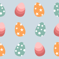 Seamless pattern with art design elements, and colorful Easter eggs.