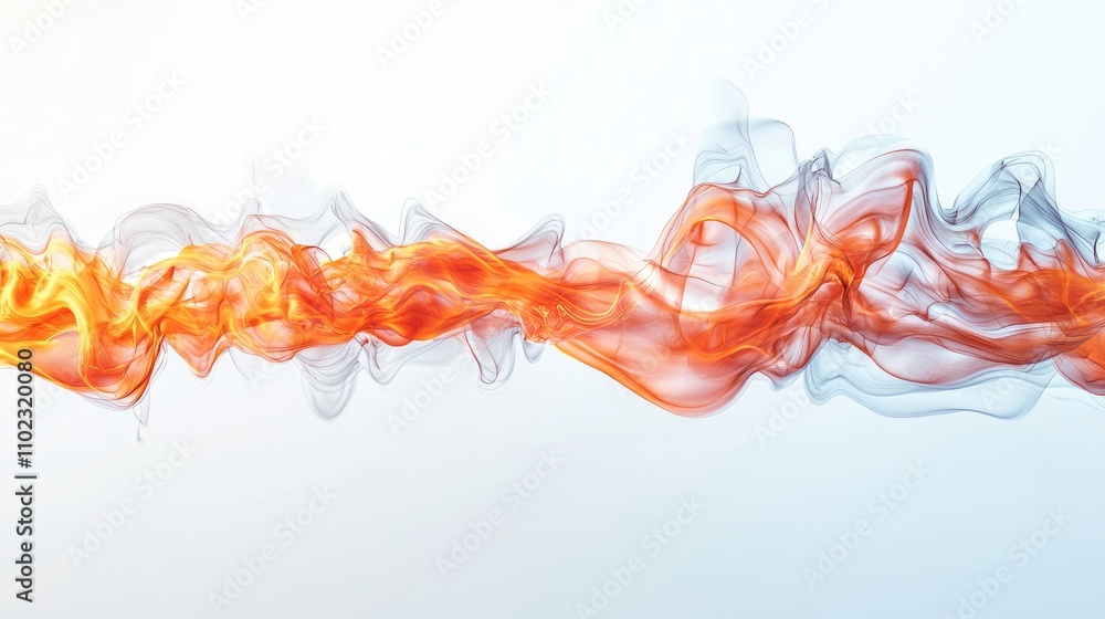 Poster colorful abstract smoke wave, vibrant red and orange tones intertwine with ethereal wisps, creating 