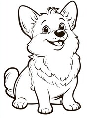 Cute Corgi puppy, black and white coloring book