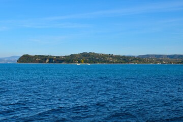 View of Strunjan peninsulat in Istria and Adriatic sea in Littoral region of Slovenia