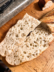 Open sliced baguette