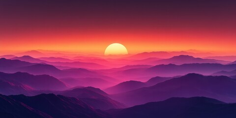 Obraz premium Purple and orange sunset with soft clouds smooth gradients calming atmosphere natural lighting high detail