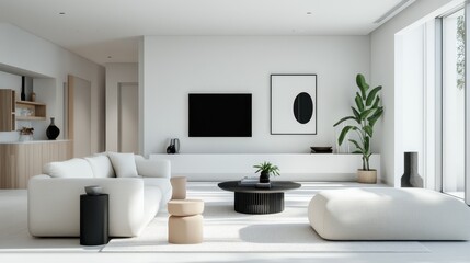 Minimalist Contemporary Living Room with Modern Furniture and Decor
