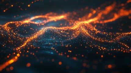 Obraz premium Abstract Digital Network Wave Design: Futuristic Technology Art