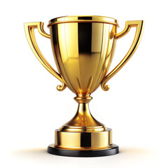 Golden Trophy on White Background - Award and Recognition Symbol Stock Image. winner golden trophy cup isolated