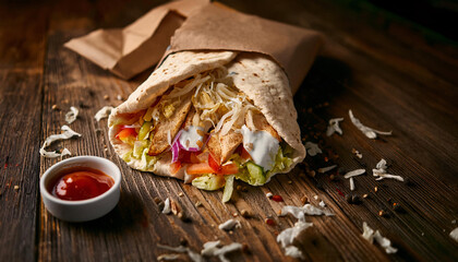 Wrapped Döner on a Table