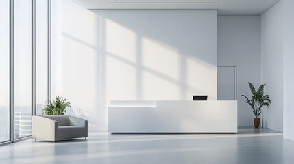 Sleek and Minimalist Office Lobby with Large Windows